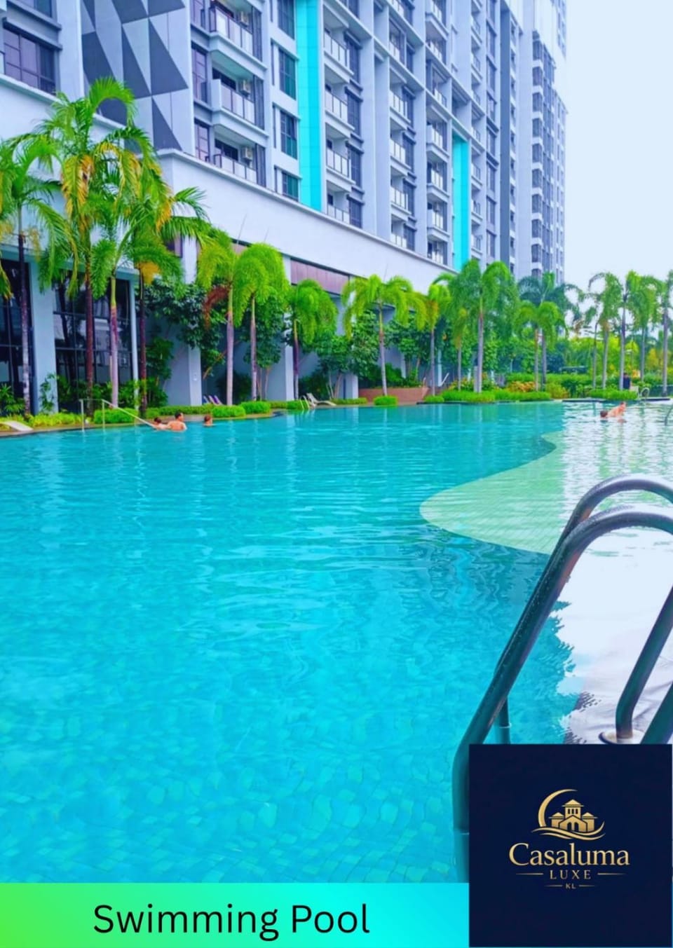 Text overlay, Pool view, Swimming pool