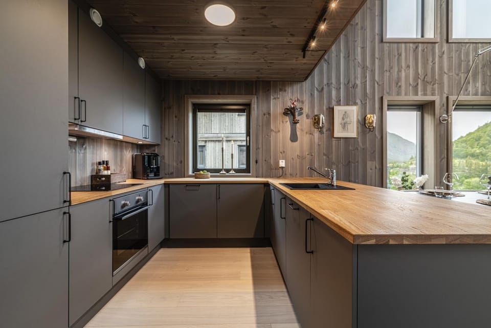 Kitchen or kitchenette, dishwasher, stove
