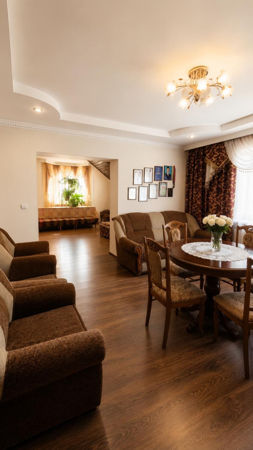 Living room, Seating area, Dining area