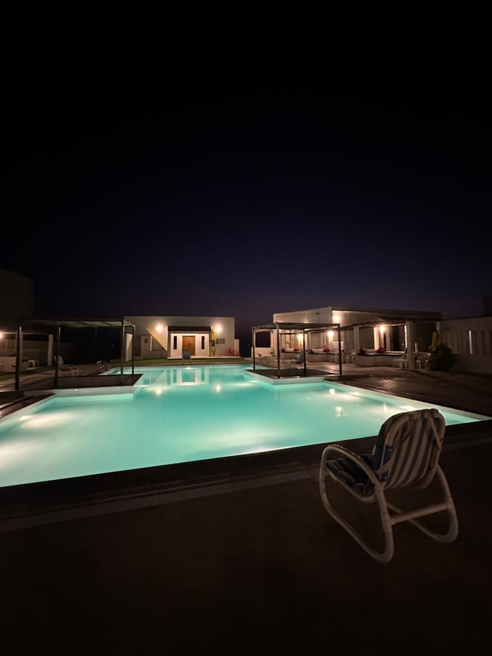 Night, Pool view, Swimming pool, Swimming pool