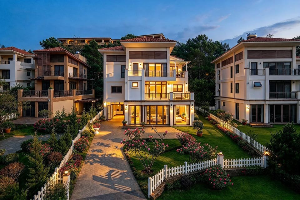 Property building, Night, Natural landscape, Garden