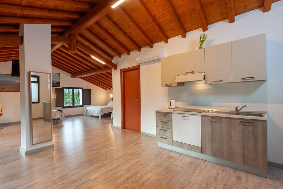 Kitchen or kitchenette, stove