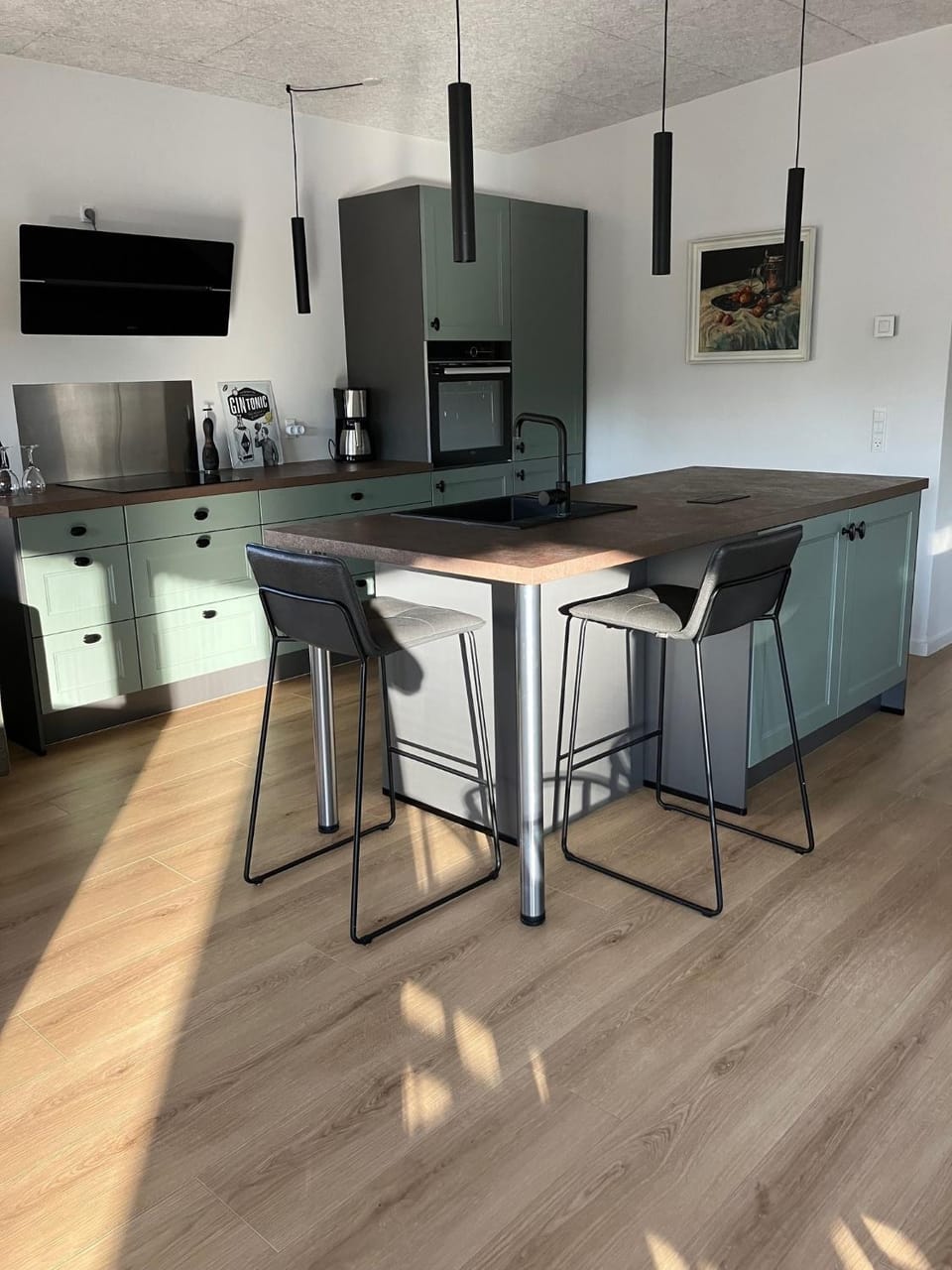 Kitchen or kitchenette, dishwasher, stove