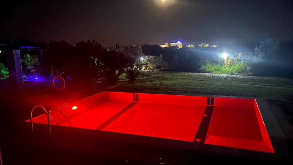 Night, Pool view, Swimming pool