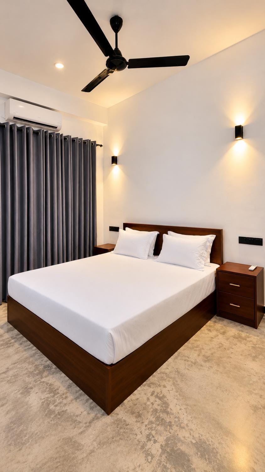 Bed, Photo of the whole room, Bedroom, air conditioner
