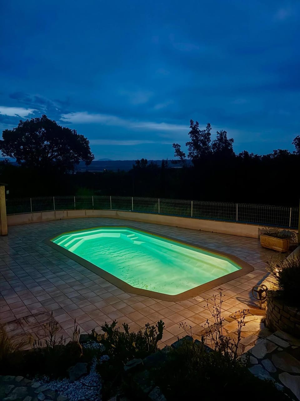 Night, Pool view, Swimming pool