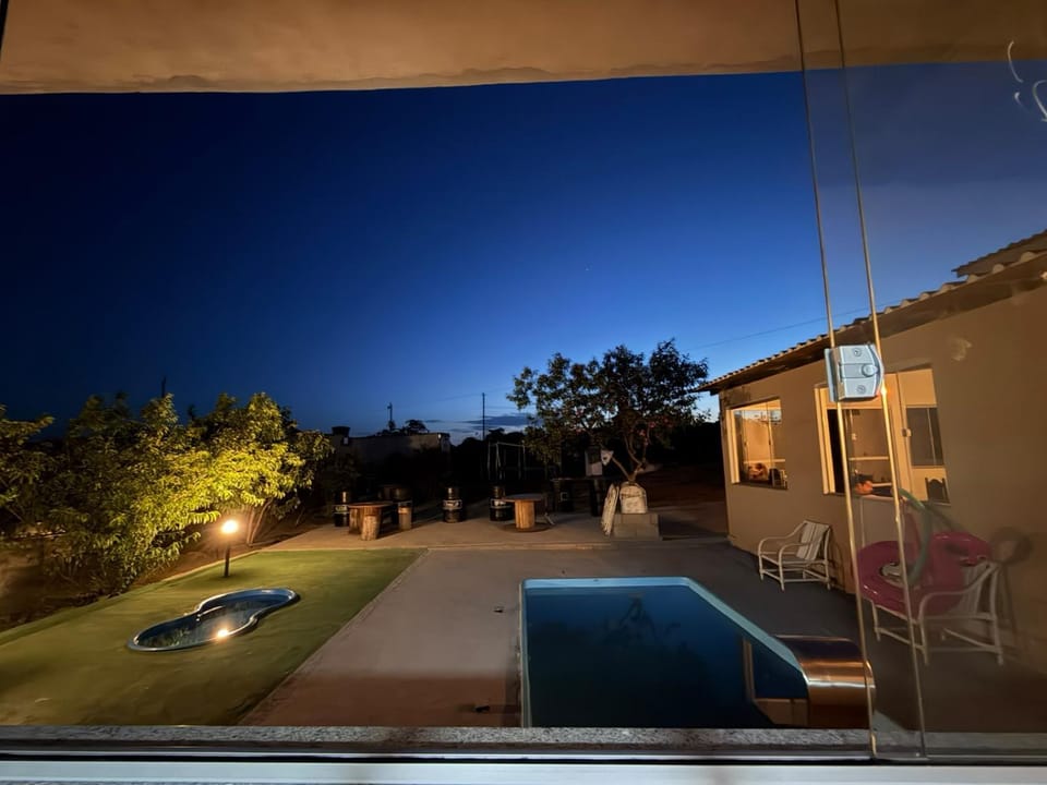 Night, Pool view, Swimming pool