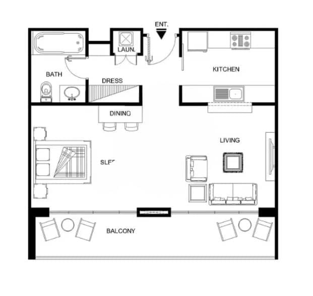 StayShort - Luxury Studio Apartment in Downtown Balcony Apartment in Dubai