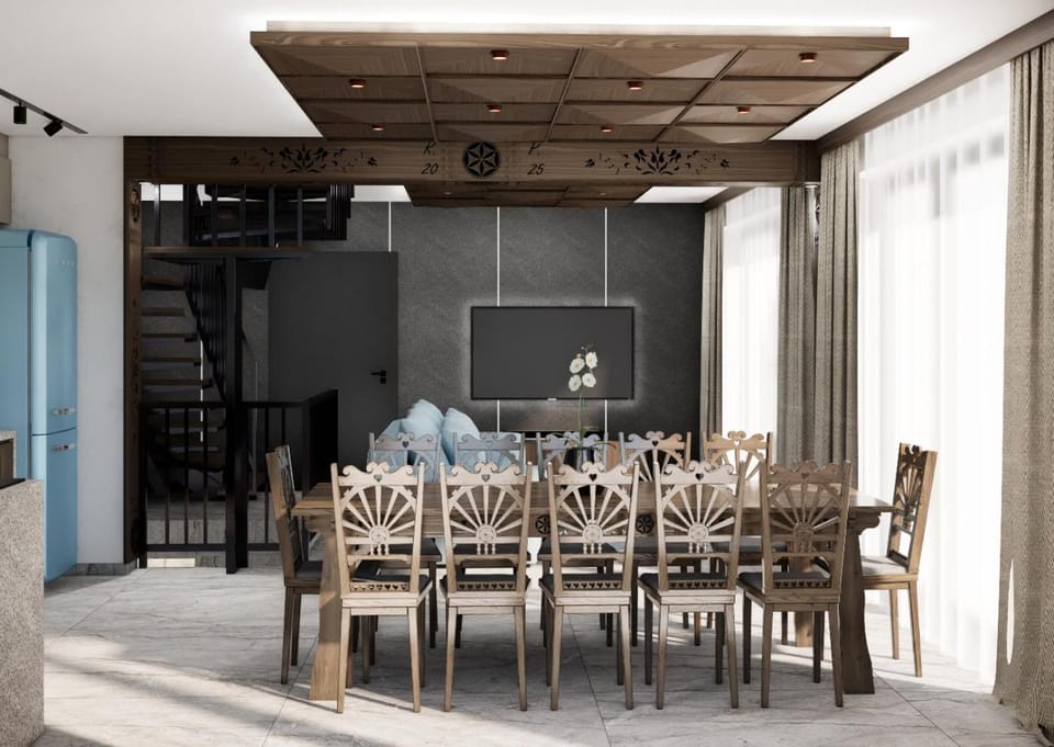 Kitchen or kitchenette, Living room, Dining area