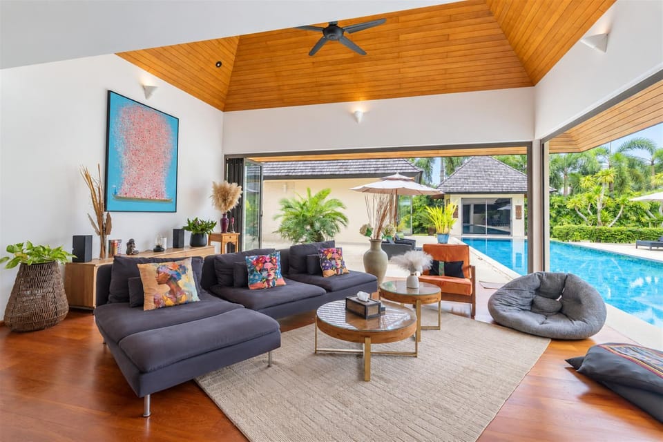 Living room, Seating area, Pool view, Swimming pool