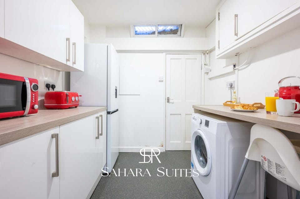 Kitchen or kitchenette, oven, stove, toaster