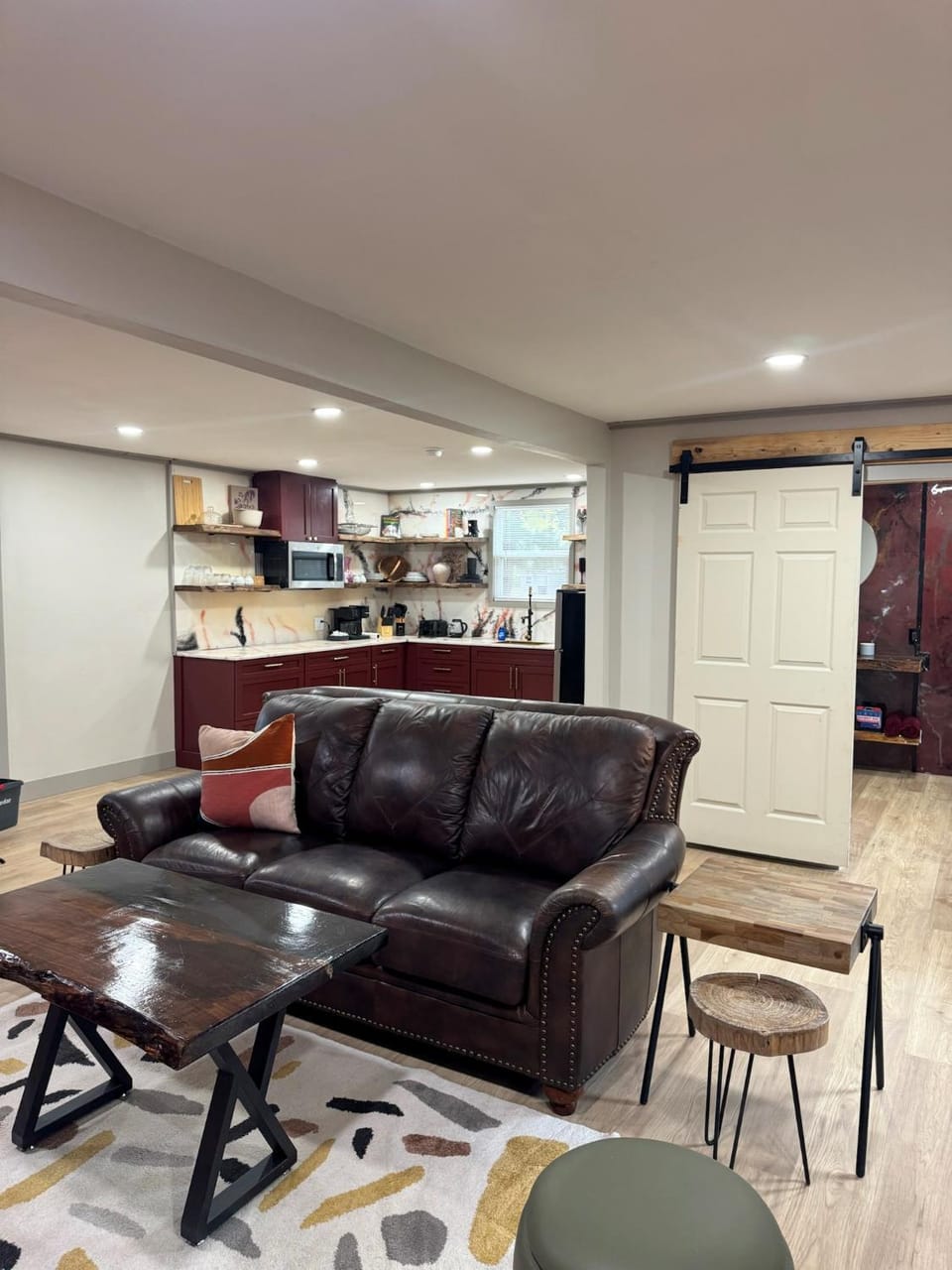 Kitchen or kitchenette, Living room, Decorative detail, Seating area