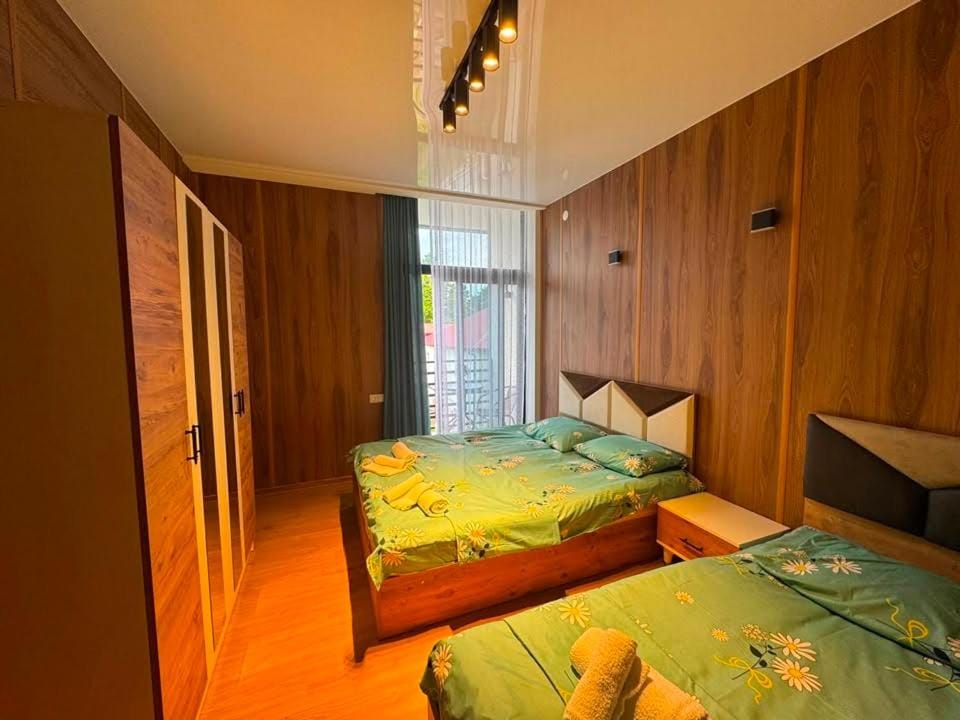 Bed, wardrobe