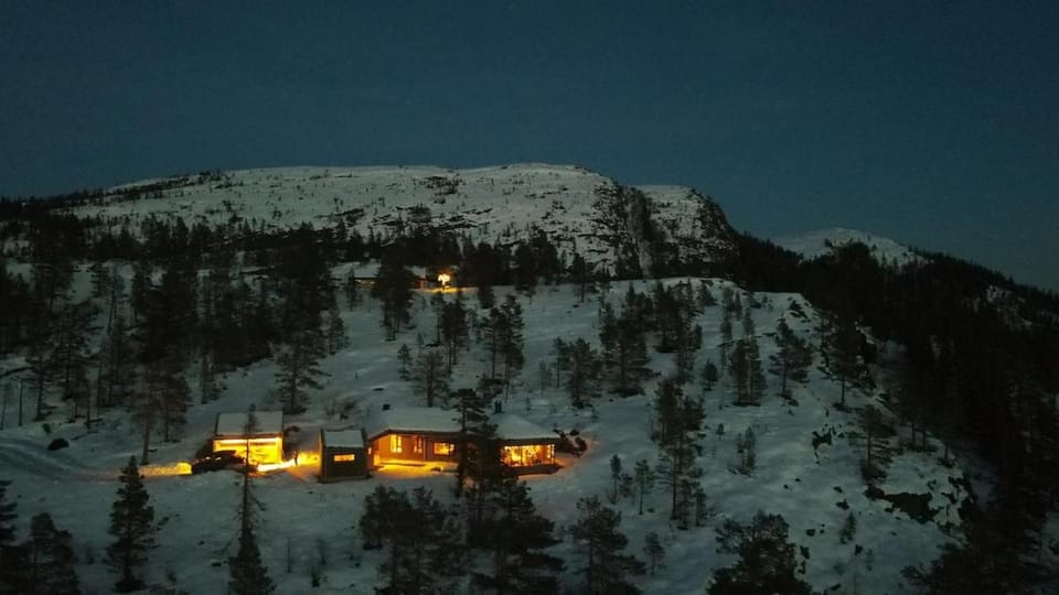 Property building, Night, Natural landscape, Winter, Mountain view