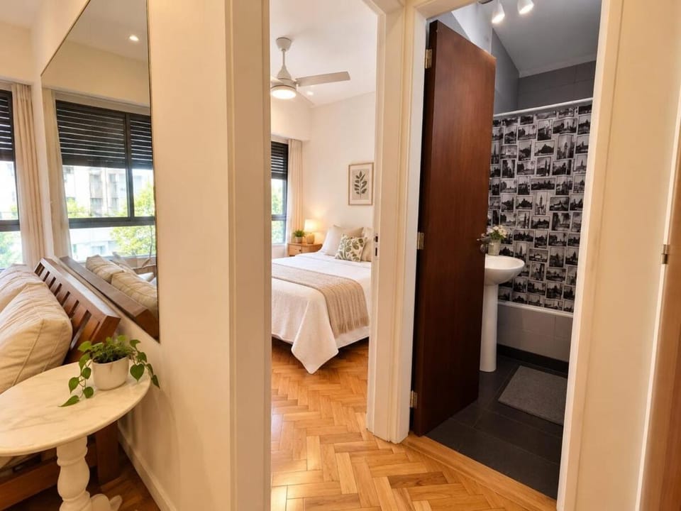 Bed, Living room, Photo of the whole room, Seating area, Bedroom, towels, wardrobe, air conditioner