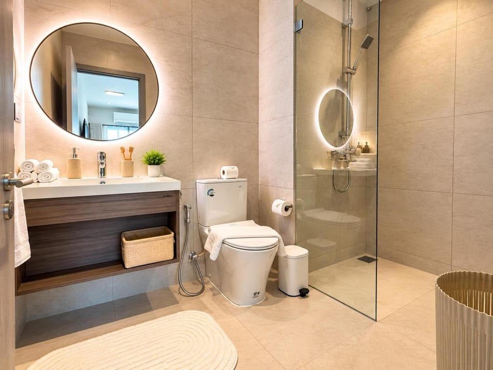 Shower, Toilet, Bathroom, towels
