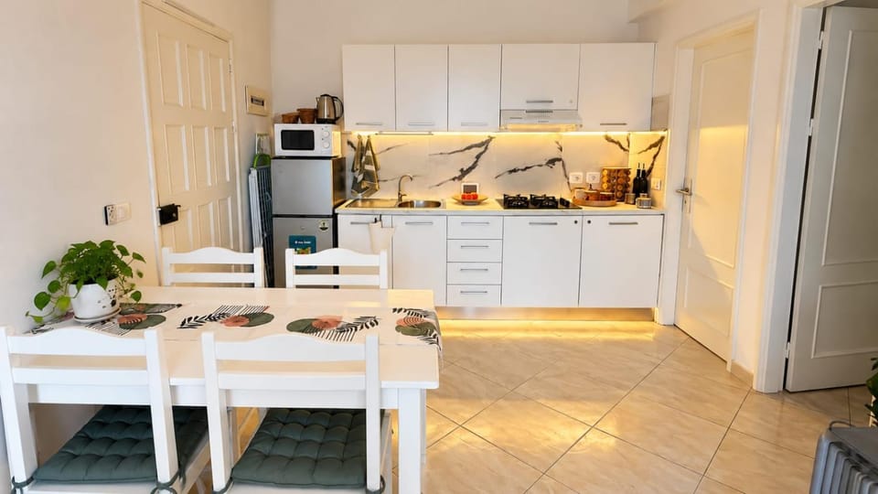 Kitchen or kitchenette, stove
