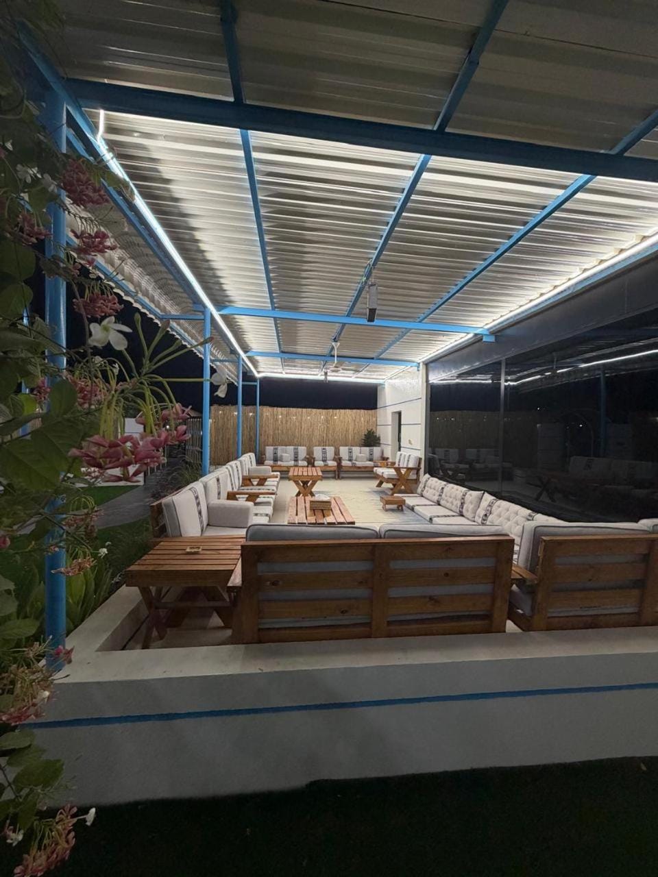 Patio, Night, Seating area