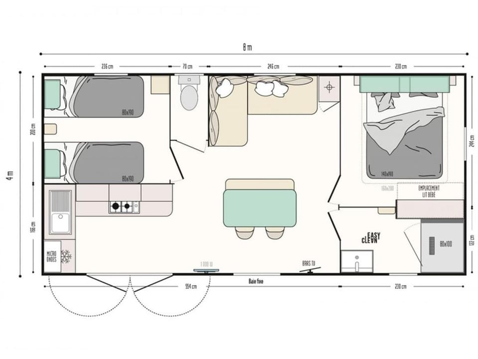 Mobil-home confortable - 4 pers. - FR-1-959-14 Campground/ 
RV Resort in Brittany