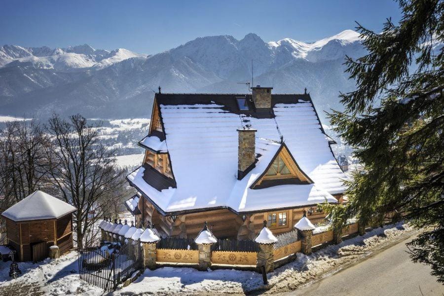 Property building, Winter, Mountain view