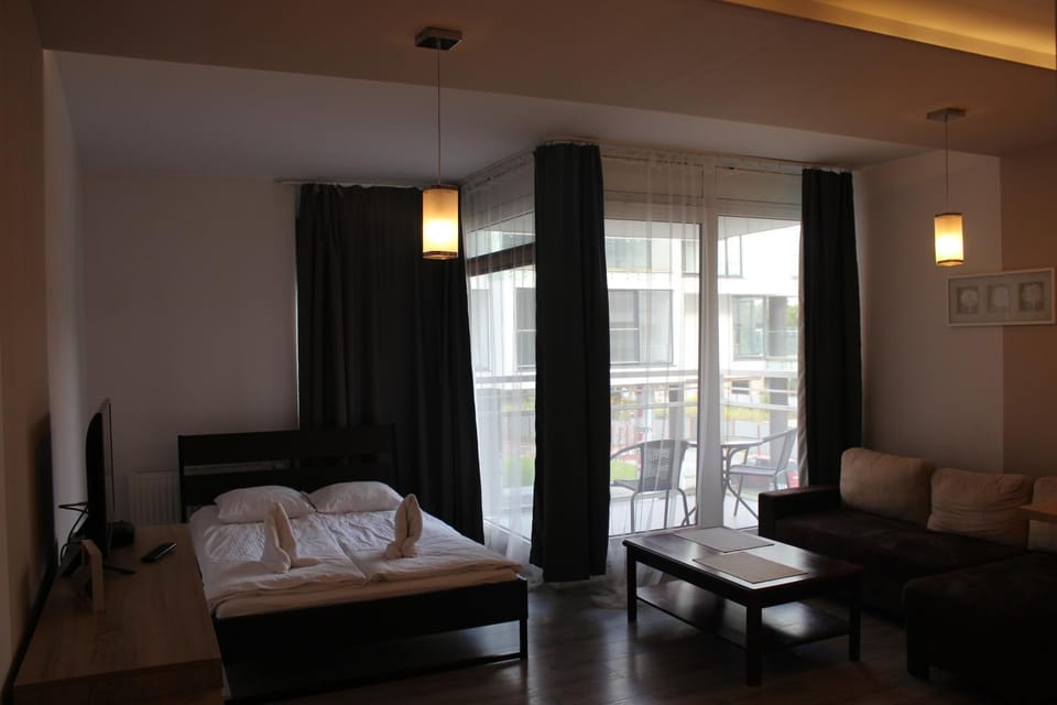TV and multimedia, Balcony/Terrace, Kitchen or kitchenette, Living room, Seating area, Dining area, Bedroom