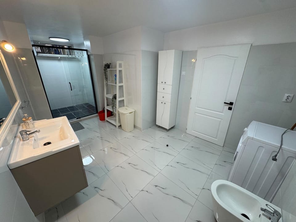Shower, Toilet, Bathroom, towels, washing machine