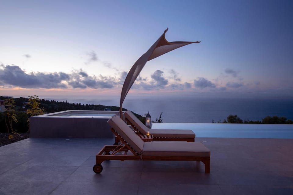 Pool view, Sea view, Swimming pool, Sunset, sunbed