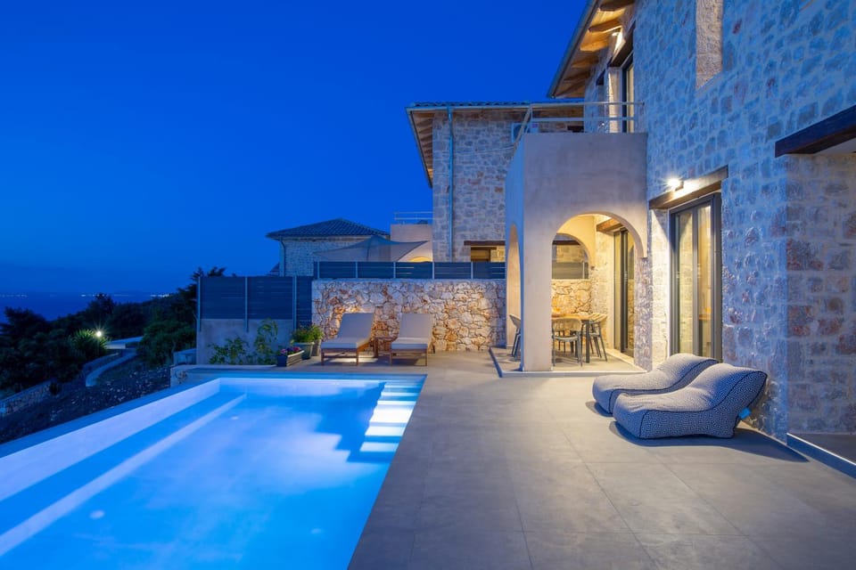 Patio, Night, Pool view, Swimming pool