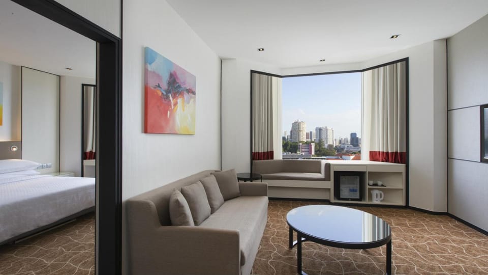 Living room, Seating area, City view