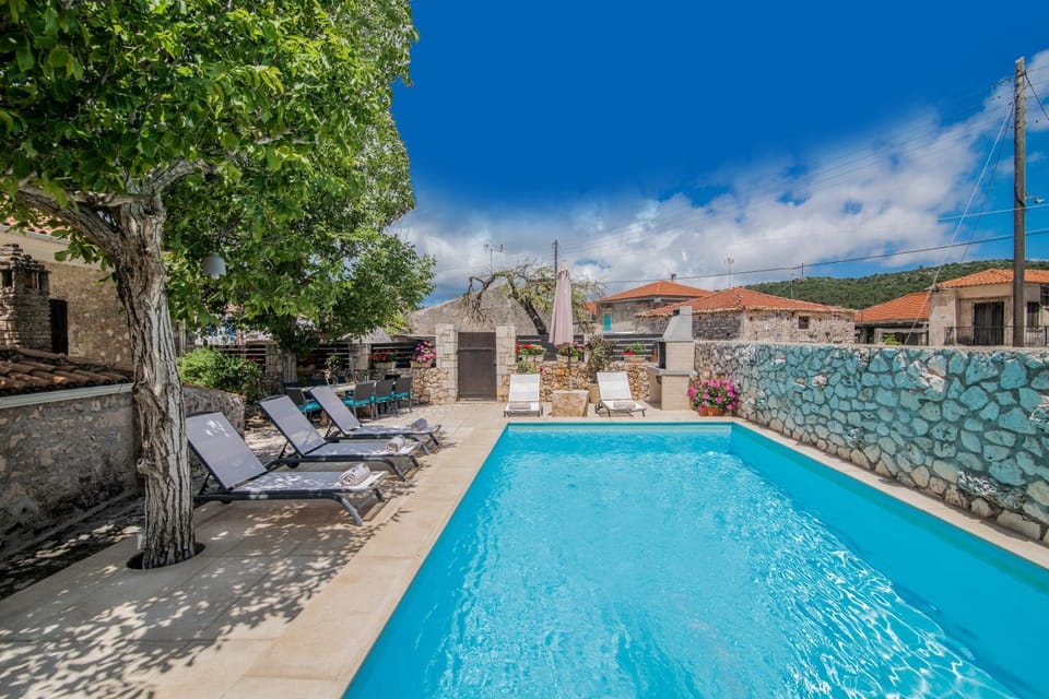 Patio, Natural landscape, Pool view, Swimming pool, sunbed