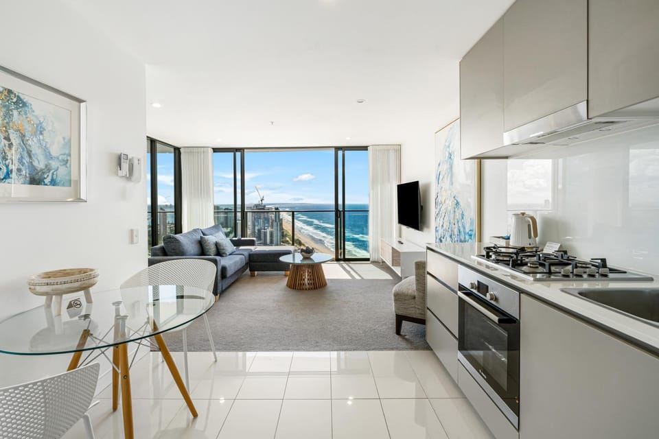 Kitchen or kitchenette, Living room, Seating area, Sea view