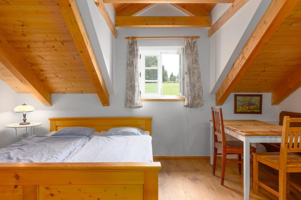 Bed, Living room, Dining area