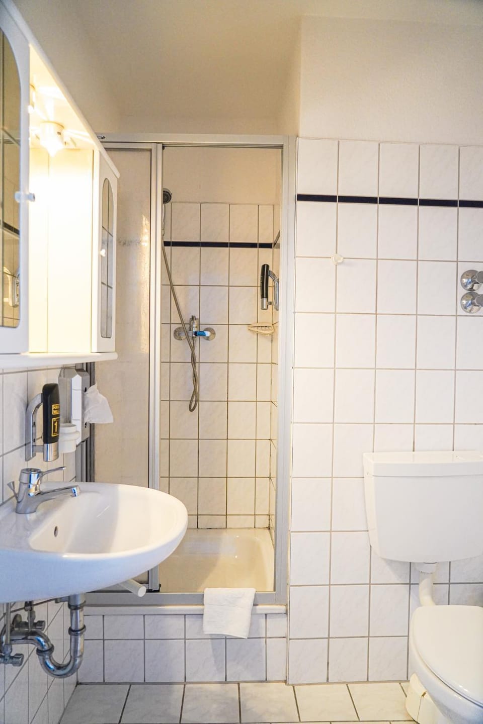 Shower, Toilet, bidet, towels