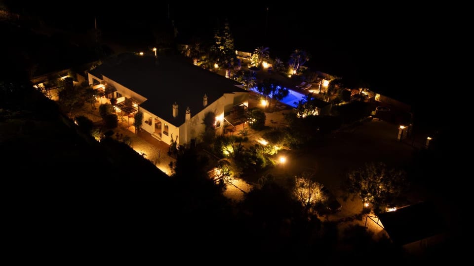 Property building, Night, Bird's eye view, Swimming pool