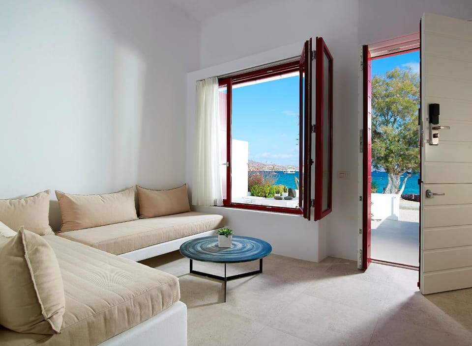 Living room, Seating area, Sea view