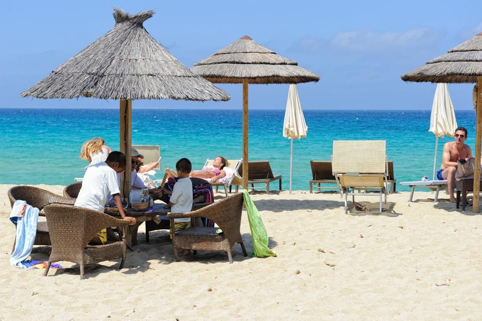 Beach, group of guests