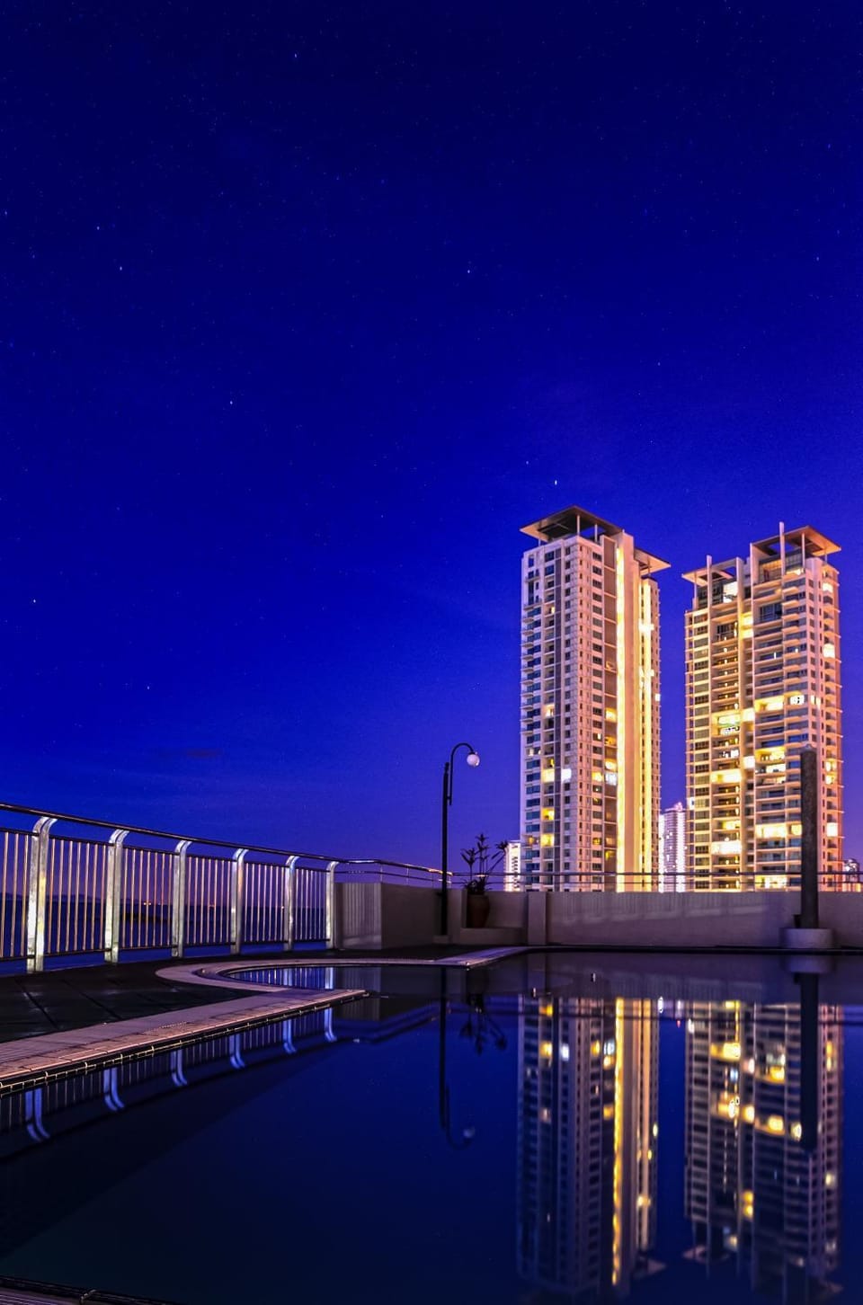 Property building, Night, Swimming pool, Swimming pool