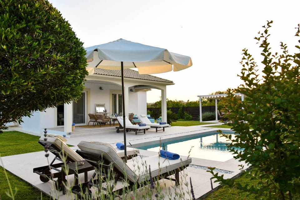 Property building, Swimming pool, Sunset, sunbed