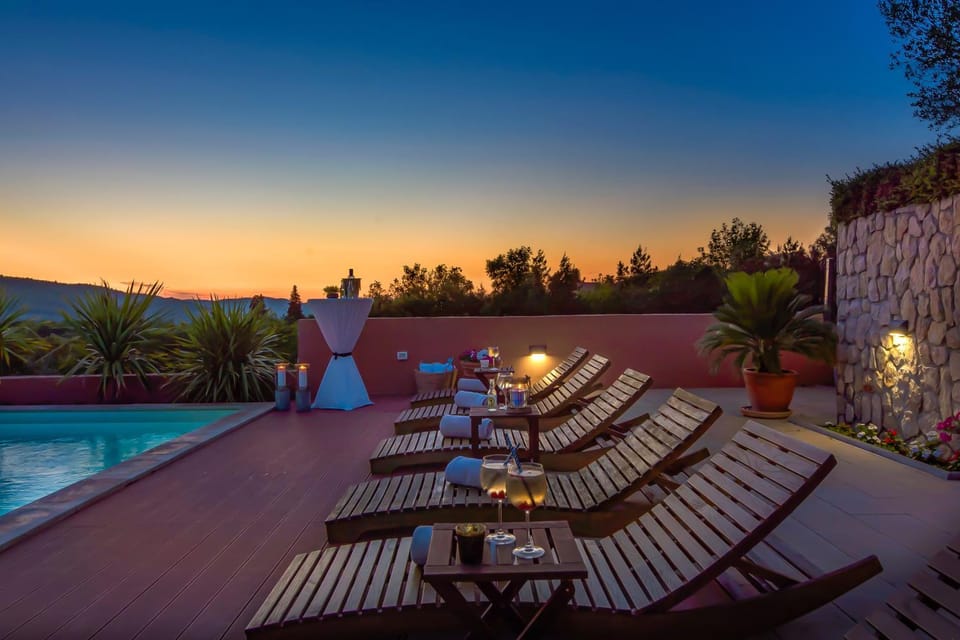 Patio, Swimming pool, Swimming pool, Sunset