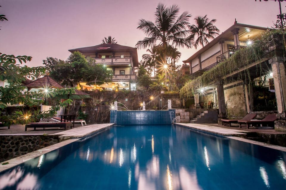 Property building, Pool view, Swimming pool, Sunset