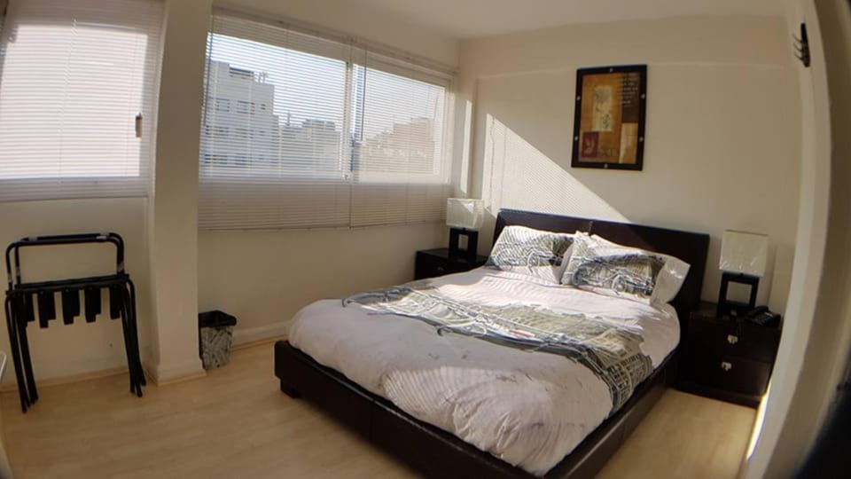 Bed, Decorative detail, City view