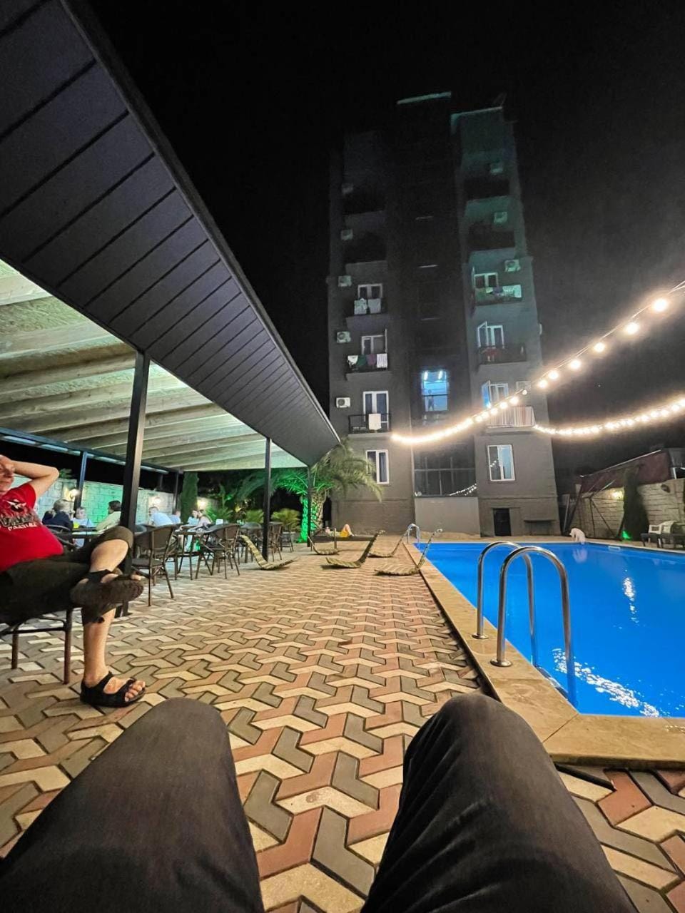 Night, Pool view, Swimming pool