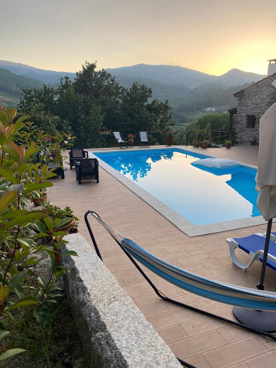 Property building, Natural landscape, Mountain view, Pool view, Swimming pool, Sunset, sunbed