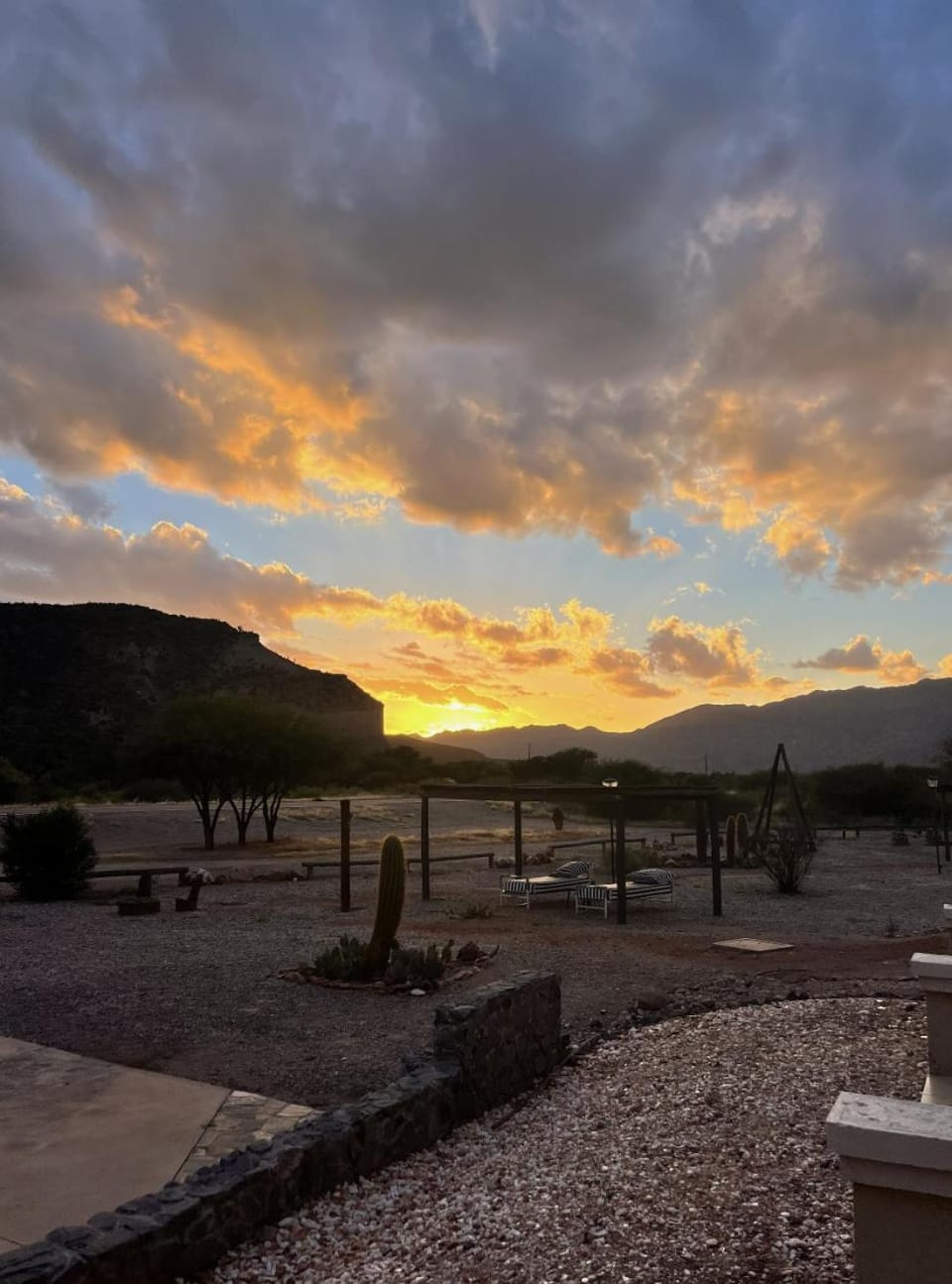Natural landscape, Garden, Garden view, Mountain view, Sunset