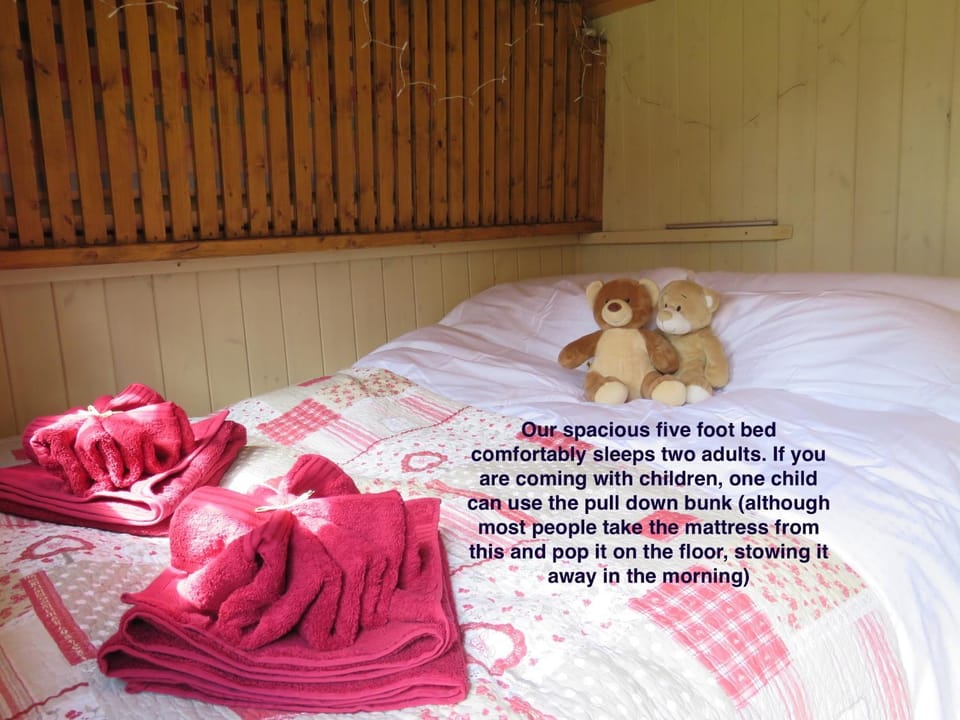 Bed, towels
