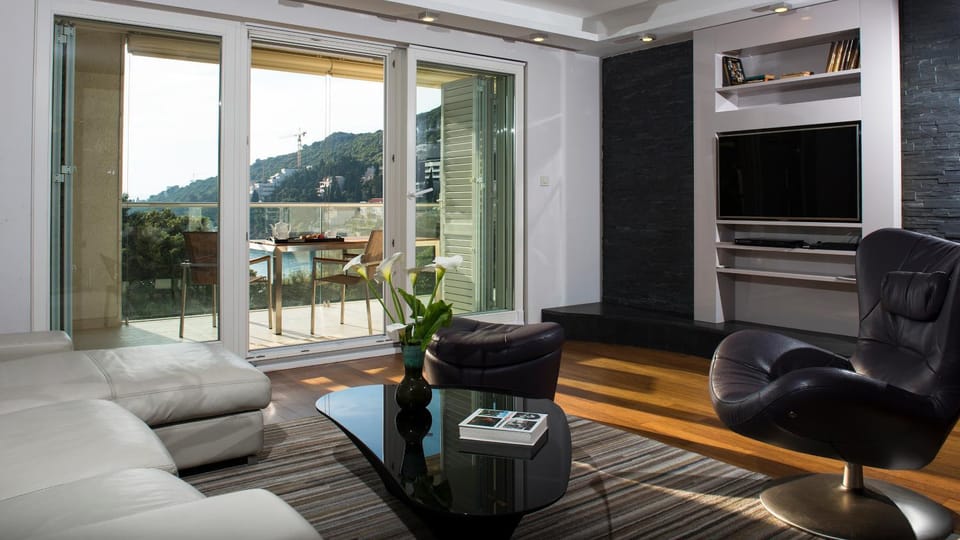 Living room, Seating area, Sea view