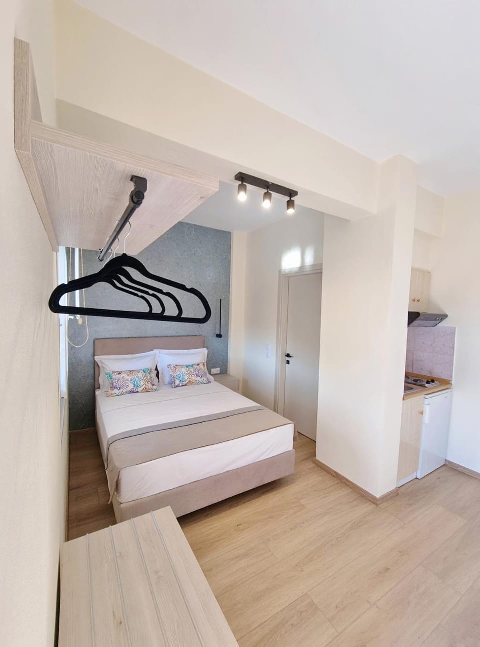 Bed, Bedroom, towels, wardrobe, air conditioner