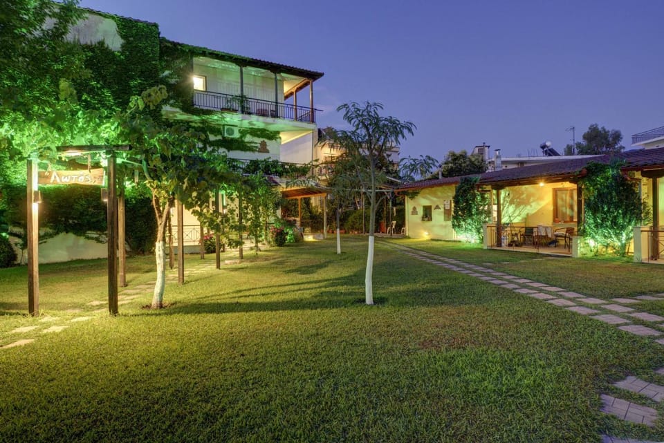 Property building, Night, Garden