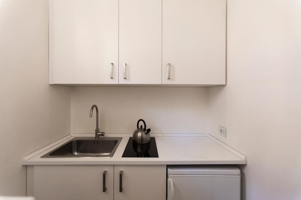 Kitchen or kitchenette, stove
