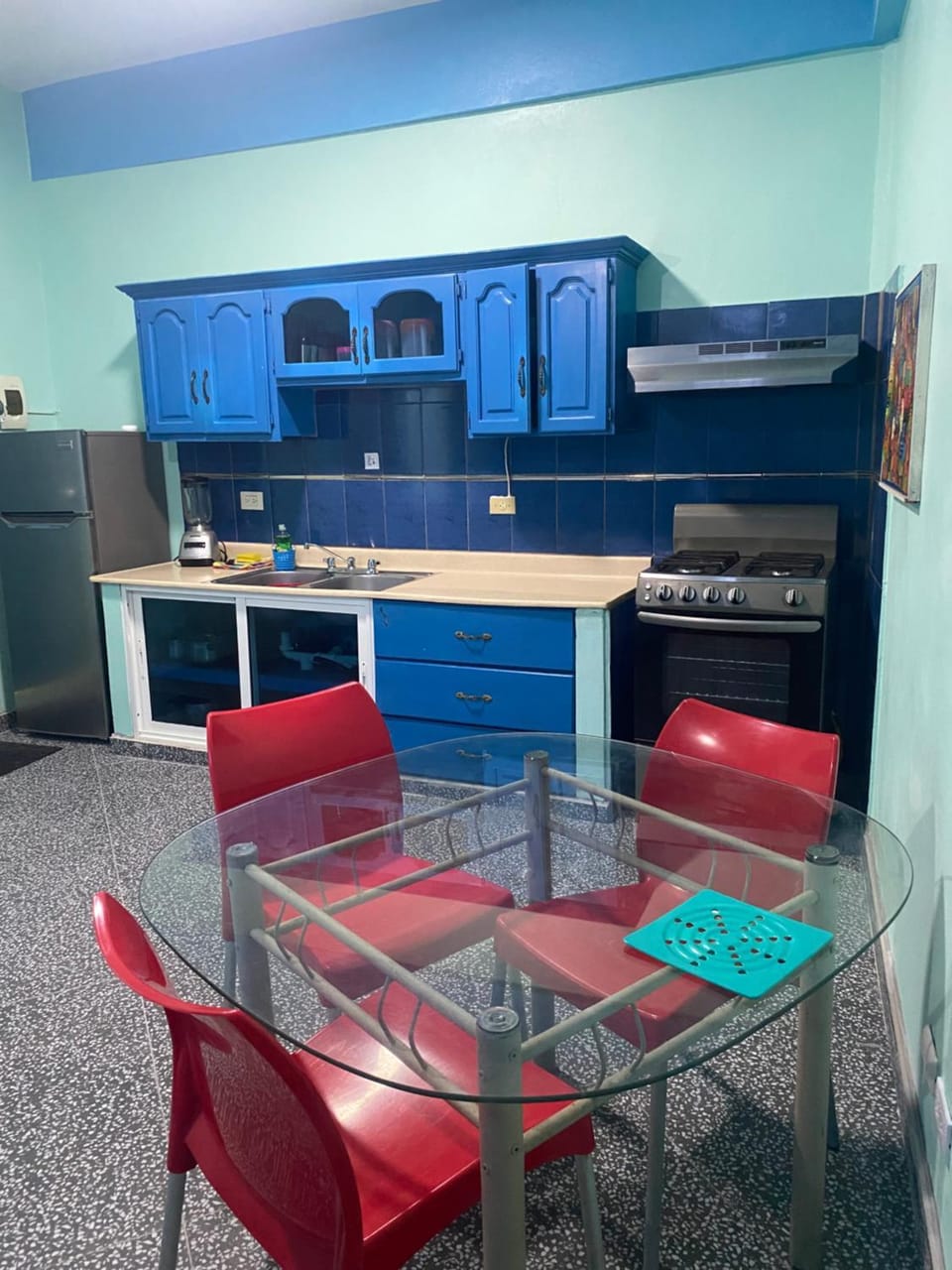 Dining area, stove, kitchen